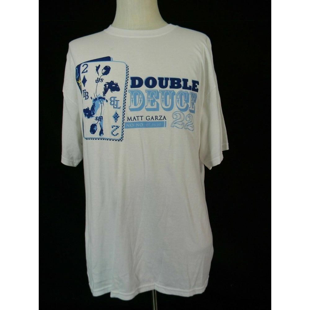 Gildan Shirt Men XL White Tampa Bay Rays Matt Garza No Hitter Double Deuce 2010